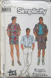 7990  SIMPLICITY MR. EZ SURFER PANTS, SHORTS LENGTHS, SHIRT PATTERN S-XL